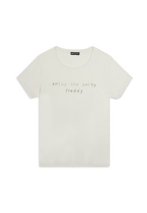 CON GRAFICA ENJOY THE PARTY IN STRASS - T-shirt imprimé - white
