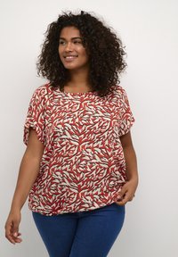 Kaffe Curve JENN - Blúzka - cayenne white graphic animal