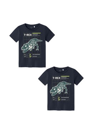 2ER-PACK RUNDHALS KURZARM BEQUEMES - Print T-shirt - dunkelblau