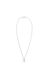 Sølv halskæde med et hjerteformet vedhæng og en lille accentperle, med en delikat kæde og lås.