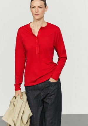 Massimo Dutti, LONG SLEEVE HENLEY T-SHIRT - T-shirt à manches longues - mottled pink