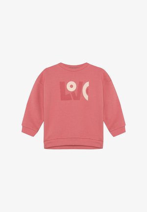 Roze sweatshirt van zacht materiaal, met een grote "LOVE" graphic in crème, een relaxte pasvorm en ribgebreide manchetten.