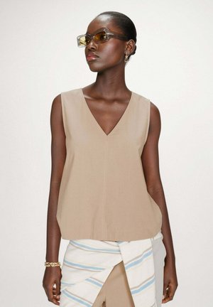 SANS MANCHES COL V VAGABOND - Blouse - sable