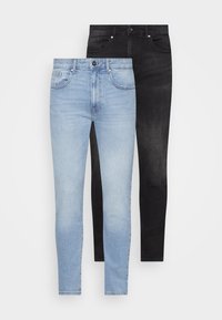 Pier One - 2 PACK - Jeans Skinny Fit - light blue/black Miniatyrbild 1