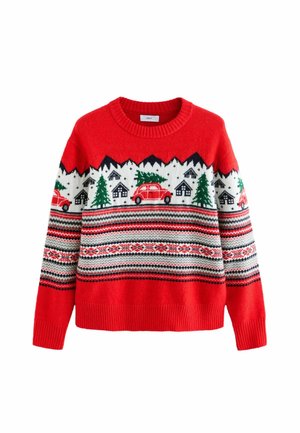 REGULAR FIT - CHRISTMAS FAMILY CAR CREW NECK  - Strickpullover - red