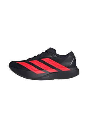 Black running shoe with red striped accents, textured upper, and a lightweight sole labeled "LIGHTSTRIKE PRO" for cushioning.