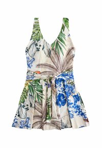 Unselected, cream navy parrot print