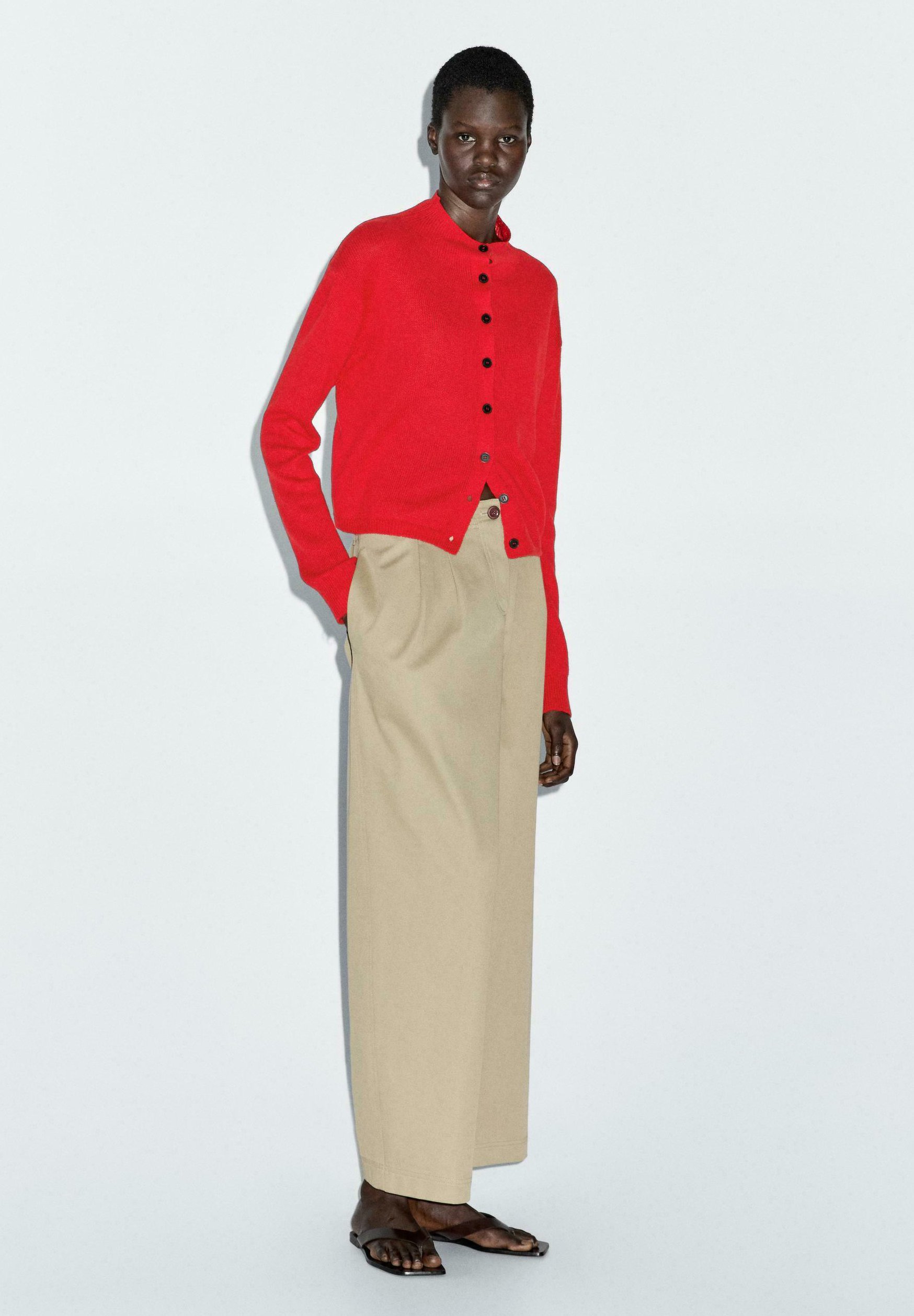 Massimo Dutti MOCK TURTLENECK WITH BUTTONS - Cardigan - red - Zalando