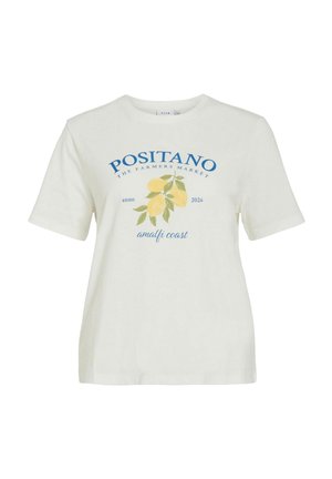 VILA, T- SHIRT VISYBILLA RUNDHALS - T-shirt imprimé - snow white