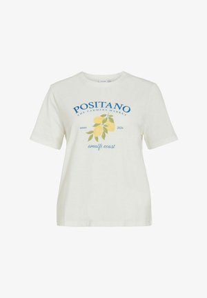 VILA, T- SHIRT VISYBILLA RUNDHALS - T-shirt imprimé - snow white
