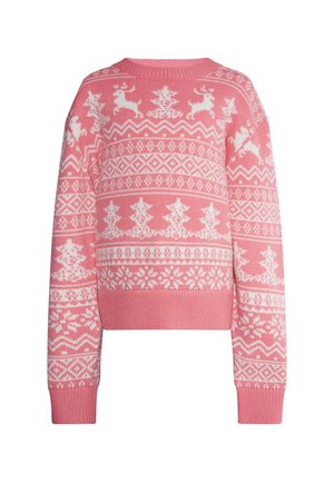 Strickpullover - pink weiss