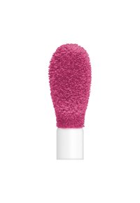 Applicatore rosa con una punta pelosa e testurizzata. Il manico è bianco, cilindrico e liscio, progettato per un'applicazione precisa.