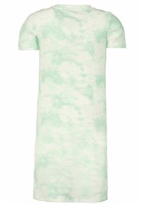 Abito a manica corta in tessuto ribbed, con un motivo tie-dye verde menta, scollatura rotonda e silhouette dritta.