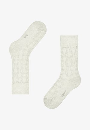 Jasnoszare skarpetki z teksturowanym wzorem w kształcie diamentu. Miękki materiał, długość do połowy łydki, wzmocniony obcas i palce, z logo "ESPRIT".