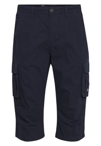 Marine cargo shorts laget av bomullsblanding, med sidelommer, knappelukking og kne-lengde snitt. Glatt tekstur med robuste sømmer.