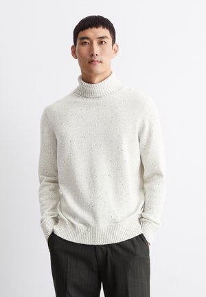 ROLLKRAGEN-PULLOVER REGULAR AUS GESPRENKELTEM - Strickpullover - white cotton