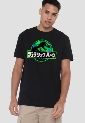 Universal Studios, JURASSIC PARK NEON FOLIAGE KANJI LOGO - Print T-shirt - black