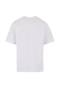 White cotton t-shirt with short sleeves, crew neckline, and a plain back. No visible logos, patterns, or accents. Smooth texture.