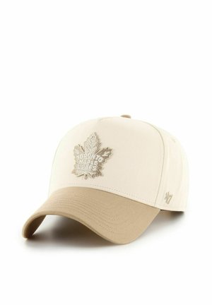 Beige Baseballkappe mit beigeem, gebogenem Schirm und einem gestickten Toronto Maple Leafs-Logo in passenden Beigetönen auf der Vorderseite.