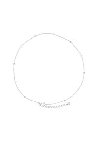 Collana in argento con piccole perle rotonde e chiusura regolabile. Design delicato con fini anelli e una lucentezza sottile.
