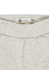 Light beige fabric with black speckles, featuring a round neckline and a tag with 'Sterntal' and size '56' printed in black. Soft texture.