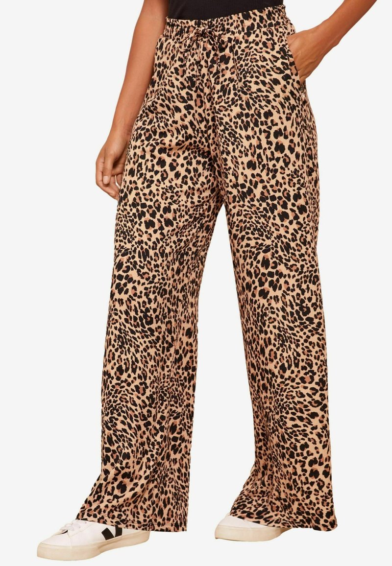 Friends Like These WIDE LEG CRINKLE PRINTED ELASTICATED WAIST - Tepláky - brown