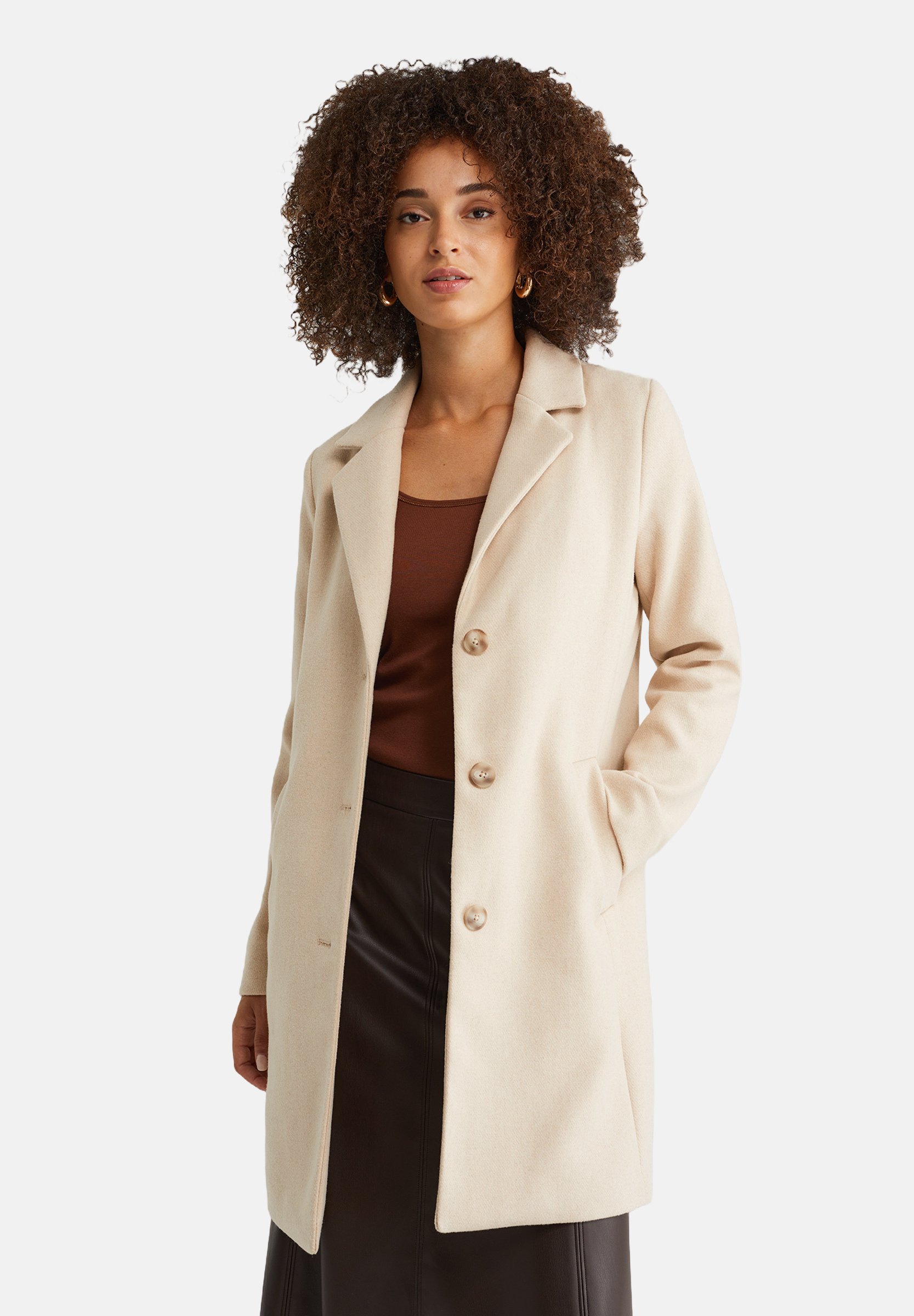 Kurzmantel Wollmantel Damen Tailliert Beige Gil Bret MIT