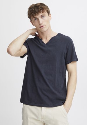 BHASHTON SPLIT NECK - T-shirts basic - black