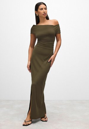 SLINKY RUCHED OFF THE SHOULDER - Maksimekko - khaki green