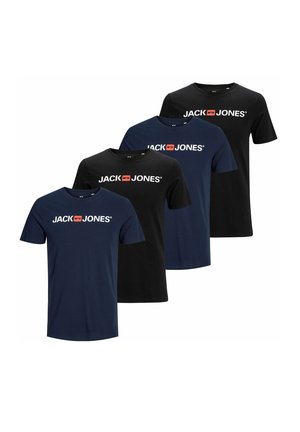 Jack & Jones RUNDHALS 4 STÜCK - Print T-shirt - schwarz navy