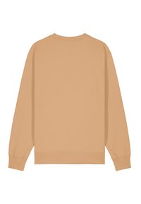 Felpa a maniche lunghe di colore beige chiaro, realizzata in morbido cotone. Presenta un collo a giro, polsini a coste e un orlo dritto senza motivi decorativi.