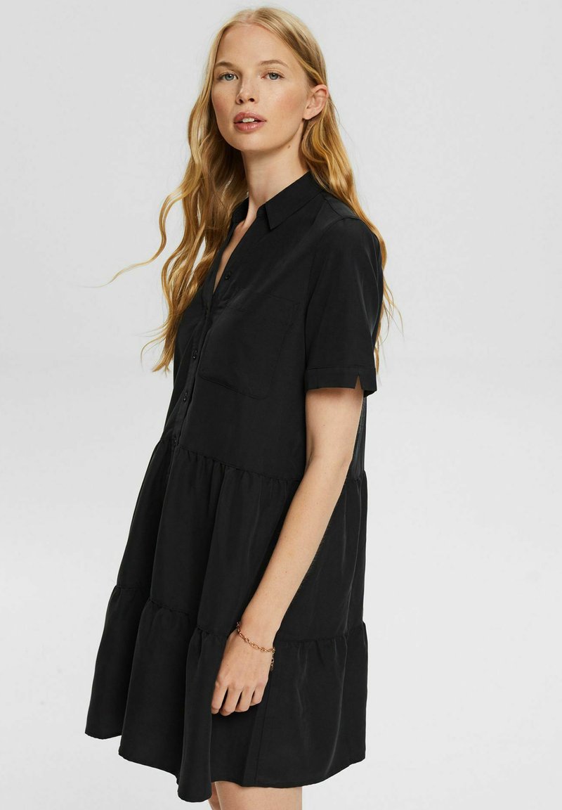 Damen Freizeitkleider | Esprit Blusenkleid black/schwarz - WG10677 Damen Freizeitkleider | Esprit Blusenkleid black/schwarz - WG10677