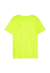 Neon gele T-shirt met korte mouwen van zachte stof, met een ronde halslijn en een eenvoudig ontwerp zonder graphics of versieringen.