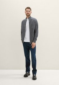 TOM TAILOR Vest - navy sand twotone structure