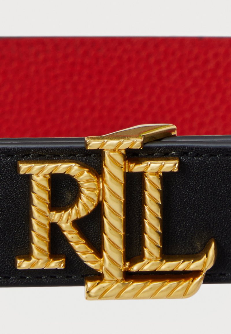 Ralph Lauren Reversible Black and Red Belt with Gold Buckle Lauren Ralph Lauren Logo Reversible Embossed Skinny Belt  main image 4