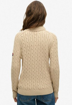 Superdry & Co SLOUCHY CABLE ROLL NECK - Trui - dark charcoal grey