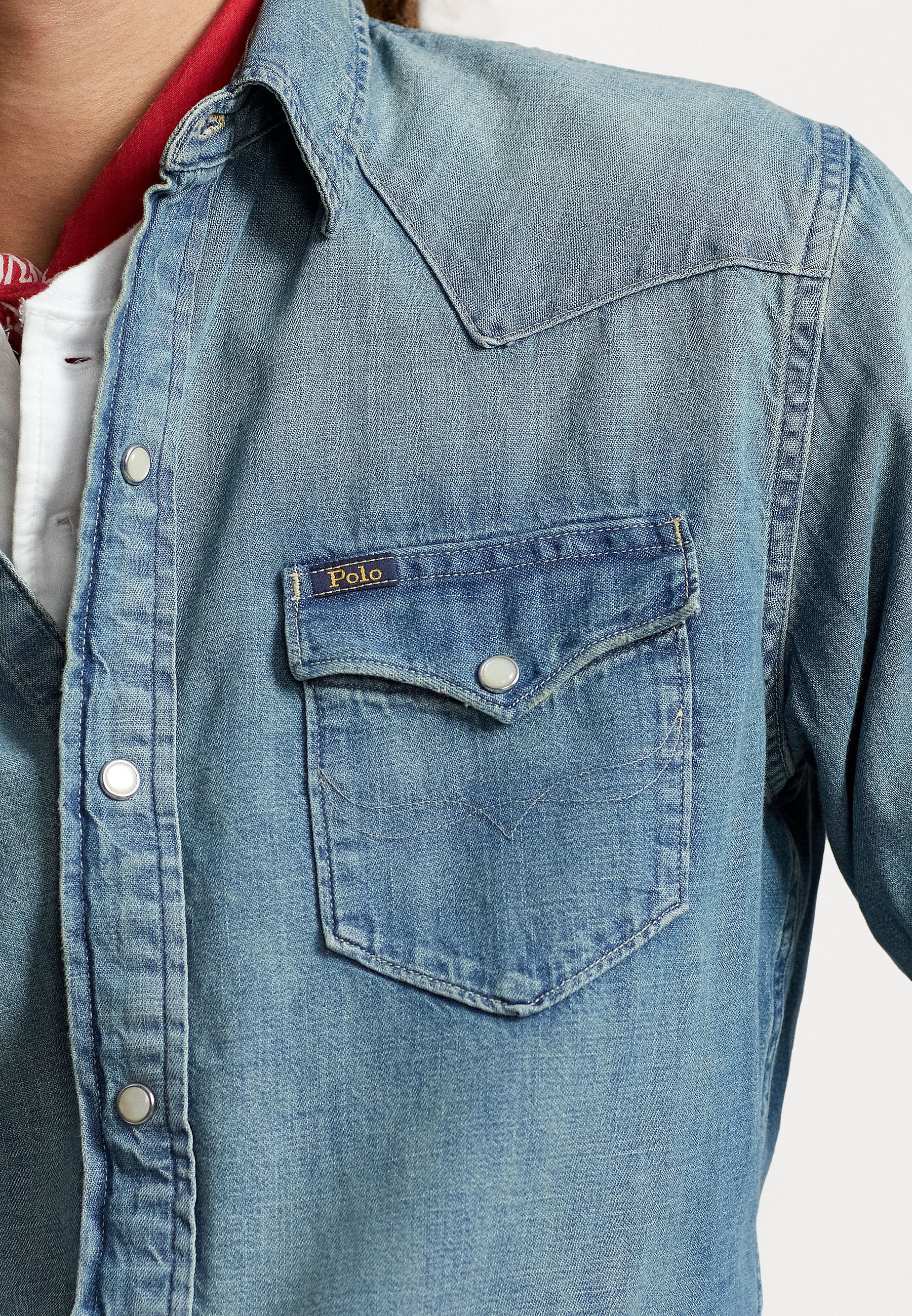 Wrangler Damen Retro Westernhemd – Langärmlig, Enge Passform, Cool Blue, Mit Stretch-Stoff