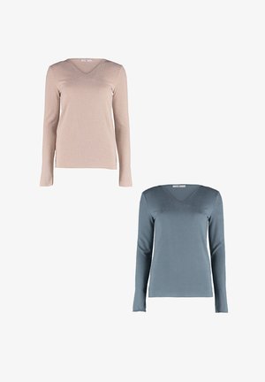Hailys LANGARMSHIRT 2ER-SET V-AUSSCHNITT NORMALE PASSFORM - Langarmshirt - blau-rosa