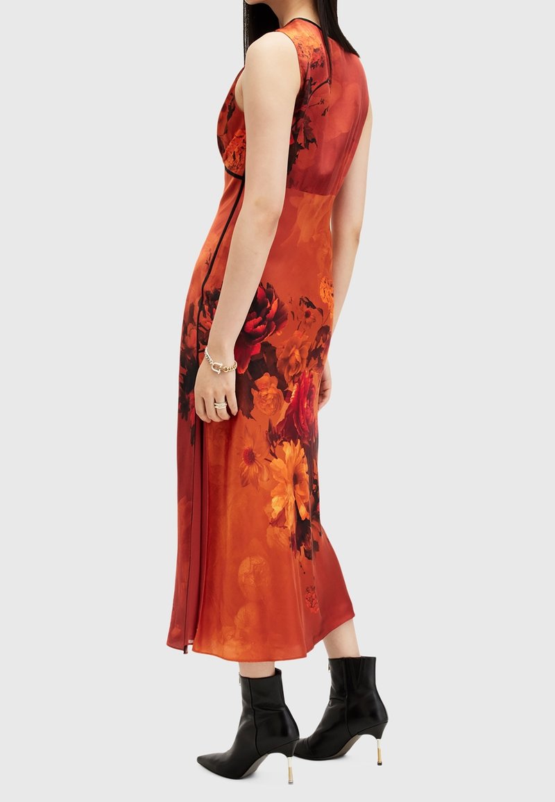allsaints orange dress All Saints Silk Orange Floral Dress by All Saints