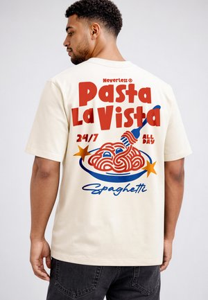 Neverless, HERREN T-SHIRT - PASTA LA VISTA - OVERSIZED RELAXED FIT SOMMER - T-Shirt print - hell-beige
