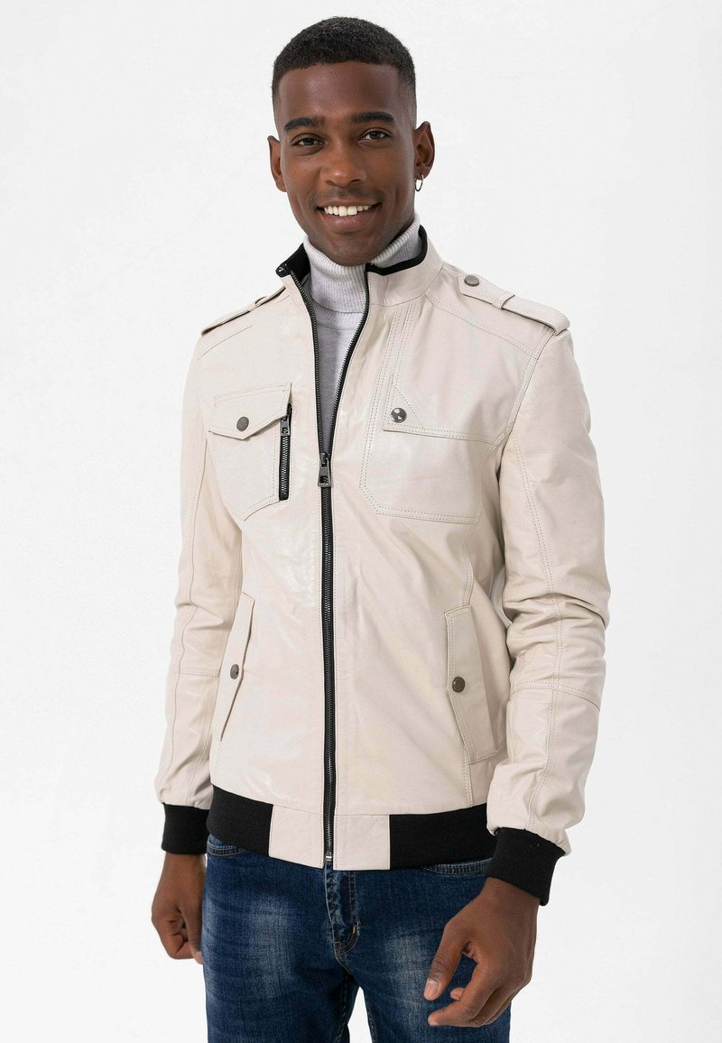Jimmy Sanders REGULAR FIT Leather jacket beige Zalando.de