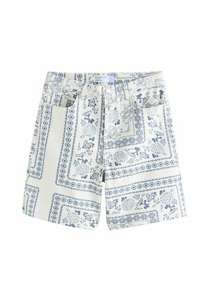 Next, Jeans Shorts - ecru navy blue bandana print