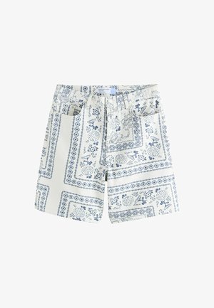 Next, Jeans Shorts - ecru navy blue bandana print