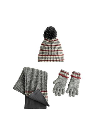 REGULAR FIT SET 3 PIECE - Fingerhandschuh - grey red stripe