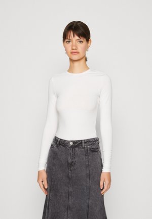 SLIM LONG SLEEVE - Tops ar garām piedurknēm - white