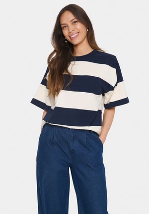 HAFRUN - Print T-shirt - nightsky ice block stripe