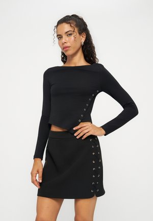 Even&Odd by Zalando, LONG SLEEVE TEE WITH SNAP BUTTONS - Блуза с дълги ръкави - black