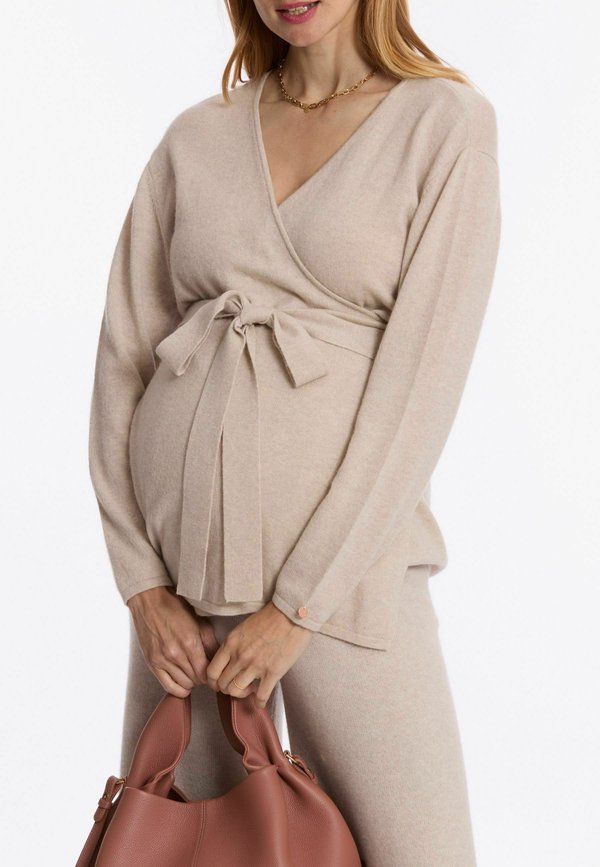 MATERNITY AND NURSING WRAP-OVER  BEVERLY - Strickjacke - beige