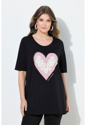 MIT 3D-BLÜTEN UND GLITZER HALBARM - T-Shirt print - black