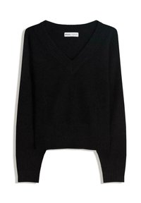 V-NECK CROPPED - Maglione - black